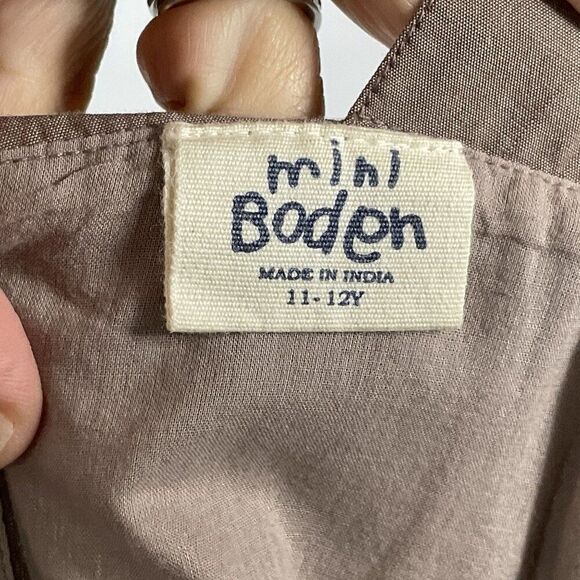 Mini Boden Girls' Brown Sleeveless Dress With Colorful Stripes 11-12Y Cotton - Picture 10 of 12